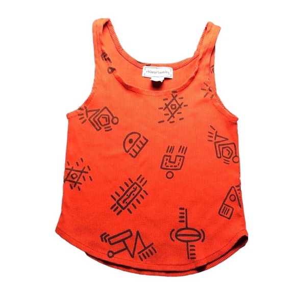 Unique Red Patterned Ribbed 70s Tank Top!! - Picture 3 of 4